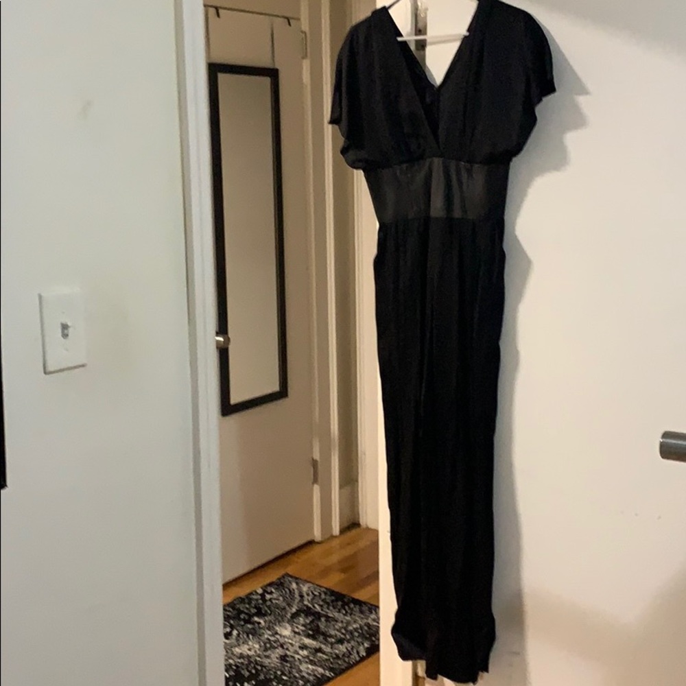 Jumpsuit with leather cummerbund